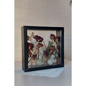25x25 Cm Çift Yönlü Derin Gül Çerçevesi! Gelin Buketi Çerçevesi! Siyah