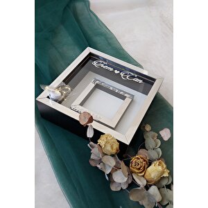 Ledli 25x25 Cm Fotoğraf Bölümlü Siyah-gümüş Renk Verda Anı Çerçevesi-6 Cm Derinlikli Anı Çerçevesi
