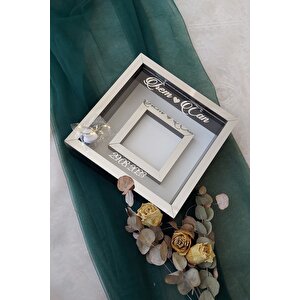 Ledli 25x25 Cm Fotoğraf Bölümlü Siyah-gümüş Renk Verda Anı Çerçevesi-6 Cm Derinlikli Anı Çerçevesi