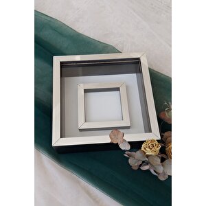 25x25 Cm Fotoğraf Bölümlü Siyah Yarı Gümüş Kaplı Verda Anı Çerçevesi-6 Cm Derinlikli Anı Çerçevesi