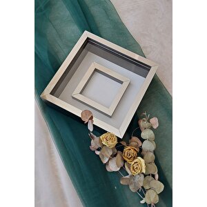 25x25 Cm Fotoğraf Bölümlü Siyah Yarı Gümüş Kaplı Verda Anı Çerçevesi-6 Cm Derinlikli Anı Çerçevesi