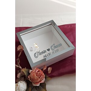 25x25 Cm Beyaz-füme Ledli Derin Anı Çerçevesi-6 Cm Derinlikli Anı Çerçevesi Gül Kutusu