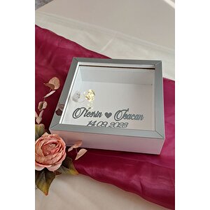 25x25 Cm Beyaz-füme Ledli Derin Anı Çerçevesi-6 Cm Derinlikli Anı Çerçevesi Gül Kutusu