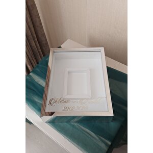 30x40 Cm Gümüş Pleksi Kaplı Fotoğraf Alanlı Model Tasarım Gül Kutusu Anı Çerçevesi! Ayna Çerçeve!