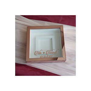 25x25 Cm Fotoğraf Bölümlü Rose Pleksi Kaplı Verda Anı Çerçevesi-6 Cm Derinlikli Anı Çerçevesi