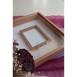 40x50 Cm Bambu Yeni Trend 8 Cm Derinliğinde Fotoğraf Bölümlü Ledsiz Çerçeve! Gül Kutusu