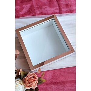 25x25 Cm Beyaz-rose Derin Anı Çerçevesi-6 Cm Derinlikli Anı Çerçevesi Gül Kutusu! Hkm Ticaret