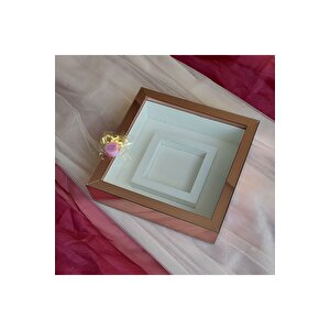 25x25 Ledli Rosegold Fotoğraf Bölümlü Çerçeve Gül Tasarımlarınız Için