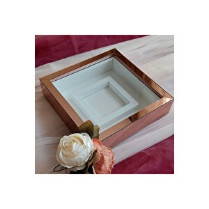 25x25 Ledli Rosegold Fotoğraf Bölümlü Çerçeve Gül Tasarımlarınız Için