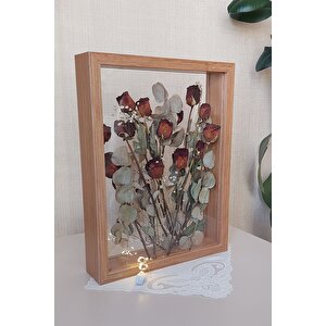 Ledli Bambu 30x40 Cm Çift Yönlü Anı Çerçevesi! Gül Kutusu Şeffaf Gül Kutusu