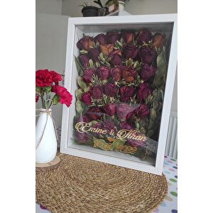 30x40 Cm 8 Cm Derin Beyaz Gül Anı Çerçevesi! Gül Kutusu-hkm Ticaret. Isimli