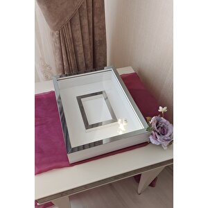 30x40 Cm Ledli Beyaz- Füme Fotoğraf Bölümlü Tasarım Gül Kutusu Anı Çerçevesi! Isimsiz! Beyaz-füme