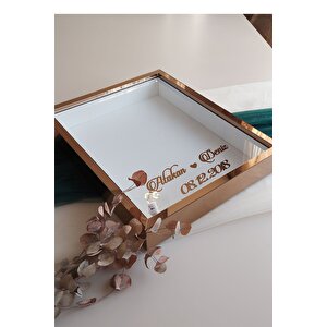 40x50 Cm Bronz Derin Anı Çerçevesi- Ledli Gül Kutusu-beyaz Zemin! Yeni Moda Çerçeve