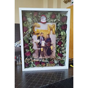 40x50 Cm Beyaz Gül Anı Çerçevesi! Fotoğraf Çerçevesi! Gül Anı Çerçevesi