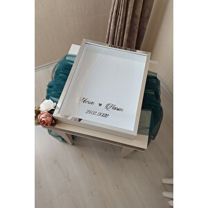 40x50 Cm Beyaz-gümüş Derin Ledsiz Gül Anı Çerçevesi! Gül Kutusu