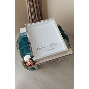40x50 Cm Beyaz-gümüş Derin Ledsiz Gül Anı Çerçevesi! Gül Kutusu