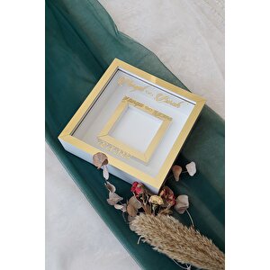 Beyaz-gold 25x25 Cm Fotoğraf Bölümlü Verda Anı Çerçevesi-6 Cm Derinlikli Anı Çerçevesi