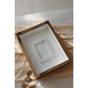 30x40 Cm Bronz Fotoğraf Bölümlü Gül Saklama Anı Çerçevesi-6 Cm Anı Çerçevesi Gül Kutusu