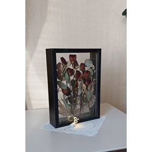Ledli Siyah 30x40 Cm Çift Yönlü Anı Çerçevesi! Gül Kutusu Şeffaf Gül Kutusu