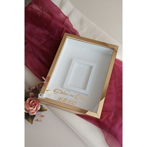 30x40 Cm Ledli Gold Fotoğraf Bölümlü Tasarım Gül Kutusu Anı Çerçevesi! Ayna Çerçeve!