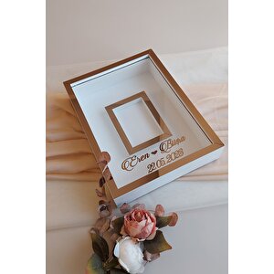 30x40 Cm Beyaz- Bronz Gül Anı Çerçevesi! Fotoğraf Çerçevesi! Gül Anı Çerçevesi-hkm Ticaret