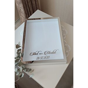 30x40 Cm Beyaz Gül Anı Çerçevesi! Isimli Fotoğraf Çerçevesi! Gül Anı Çerçevesi-gelin Buketleri Için! Gümüş