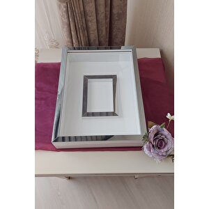 30x40 Cm Fotoğraf Bölümlü Gül Saklama Anı Çerçevesi-6 Cm Anı Çerçevesi Gül Kutusu! Beyaz-füme