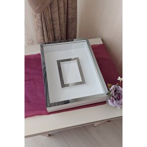 30x40 Cm Fotoğraf Bölümlü Gül Saklama Anı Çerçevesi-6 Cm Anı Çerçevesi Gül Kutusu! Beyaz-füme