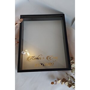 40x50 Cm Siyah Ledli Derin Anı Çerçevesi-gül Kutusu-dekoratif Hatıra Çerçevesi-beyaz Zemin!