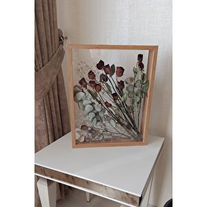 40x50 Cm Çift Yönlü Derin Gül Çerçevesi! Gelin Buketi Çerçevesi! Bambu