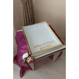 40x50 Cm Beyaz-gold Derin Ledsiz Gül Anı Çerçevesi! Gül Kutusu