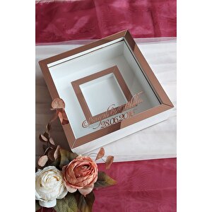 25x25 Cm Beyaz-rosegold Fotoğraf Bölümlü Anı Çerçevesi-6 Cm Derinlikli Anı Çerçevesi-