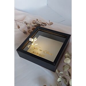 25x25 Cm Siyah Derin Ledli Anı Çerçevesi-6 Cm Derinlikli Anı Çerçevesi Gül Kutusu
