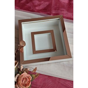 25x25 Cm Fotoğraf Bölümlü Beyaz-rose Pleksi Kaplı Verda Anı Çerçevesi-6 Cm Derinlikli Anı Çerçevesi