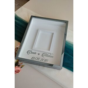 40x50 Cm Füme Yeni Trend 8 Cm Derinliğinde Fotoğraf Bölümlü Ledsiz Çerçeve! Gül Kutusu