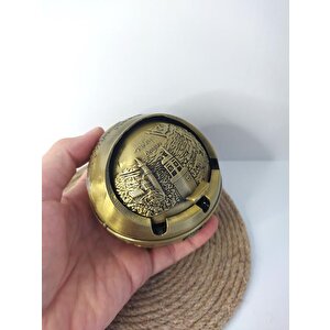 Hdmaketim Metal Açılır Kapanır Işlemeli Küllük Kül Tablası Eskitme Sarı