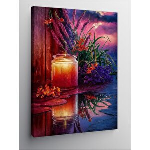 Kanvas Tablo Lavanta Ve Mum 70x100 cm