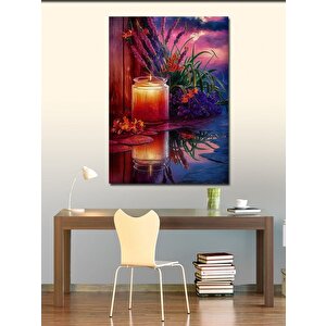 Kanvas Tablo Lavanta Ve Mum 70x100 cm