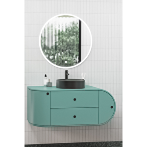 Fantasia 115 Cm Siyah Lavabolu Banyo Dolabı Adaçayı Yeşili