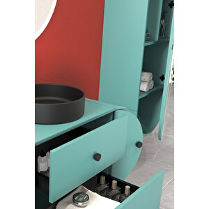 Fantasia 115 Cm Siyah Lavabolu Banyo Dolabı Adaçayı Yeşili