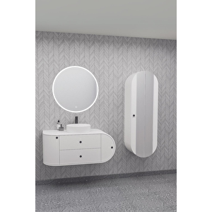 Fantasia 115 Cm Beyaz Lavabolu Banyo Dolabı - Boy Dolap Dahil Beyaz