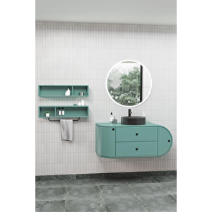Fantasia 115 Cm Siyah Lavabolu Banyo Dolabı - Raf Modüller Dahil Adaçayı Yeşili