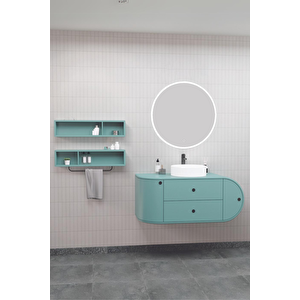Fantasia 115 Cm Beyaz Lavabolu Banyo Dolabı - Raf Modüller Dahil Adaçayı Yeşili