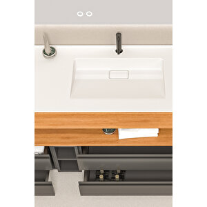 Vision 120 Cm Banyo Dolabı - Çekmeceli Konsol Alt Modül Ve Boy Dolap Dahil