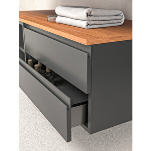 Vision 120 Cm Banyo Dolabı - Çekmeceli Konsol Alt Modül Ve Boy Dolap Dahil