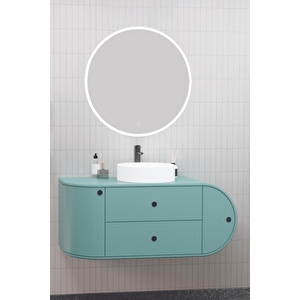 Fantasia 115 Cm Beyaz Lavabolu Banyo Dolabı Adaçayı Yeşili