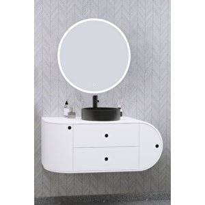 Fantasia 115 Cm Siyah Lavabolu Banyo Dolabı Beyaz