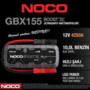 Noco Boost X Gbx155 12v 4250 Amper Lityum Akü Takviye + Powerbank + Led Lamba  + Eva Çanta