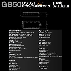 Noco Boost Xl Gb50 12v 1500 Amper Lityum Akü Takviye + Powerbank + Led Lamba  + Eva Çanta