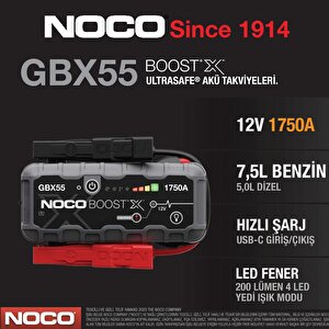 Noco Boost X Gbx55 12v 1250 Amper Lityum Akü Takviye + Powerbank + Led Lamba  + Eva Çanta